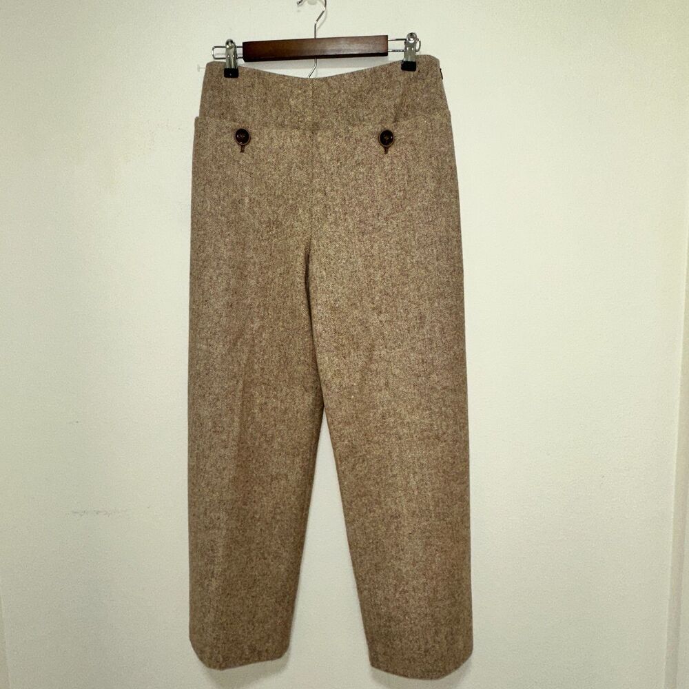 Les Chemins Blancs French Wool Wide Leg Pants Brown France Lined Artsy L (30x26)